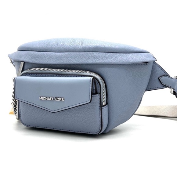 Michael Kors Maisie Waistpack Pebbled leather Pale Blue Large 2 in 1 sling pack - Picture 4 of 6
